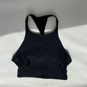 black cutout back athletic top/ swim top